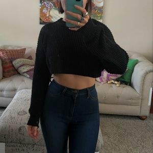 Missguided cropped sweater, black, small